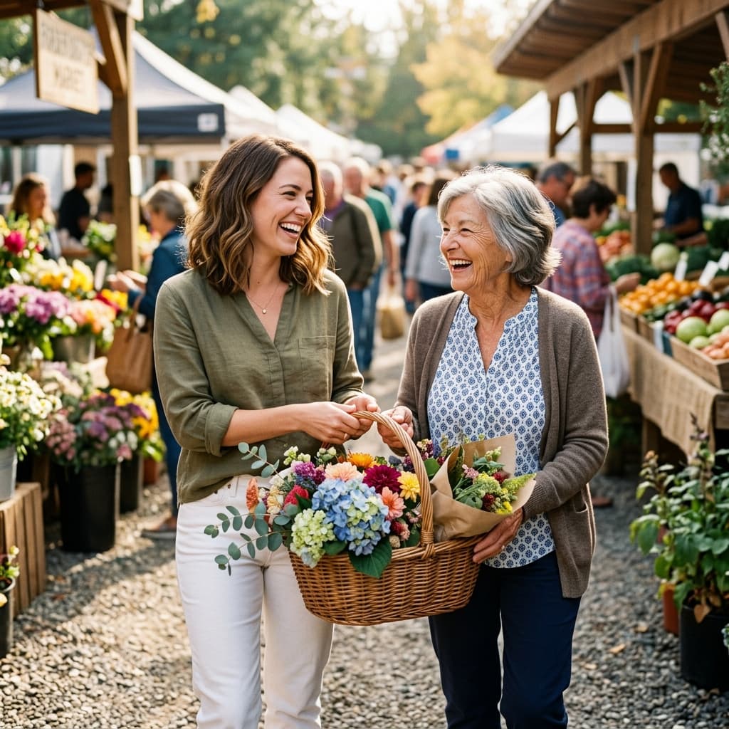 Visiting the market together with a younger companion